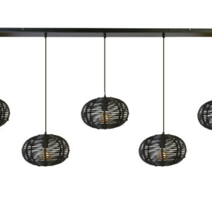 Hanglamp Rimboe 5 Lichts Zwart, Balk 150