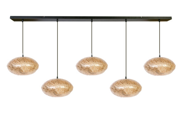 Hanglamp Ufo 5 Lichts Amber, Balk 150 cm