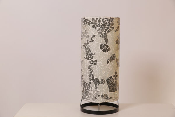 TL. Cilinder Glas Mozaiek Wit/Grijs 40 cm - Afbeelding 2