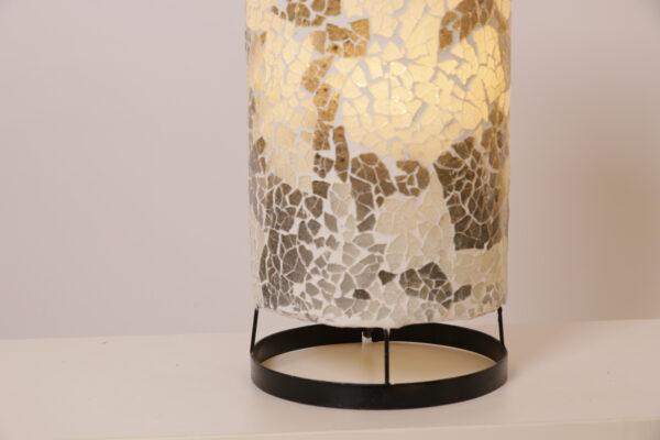 TL. Cilinder Glas Mozaiek Wit/Grijs 40 cm - Afbeelding 3
