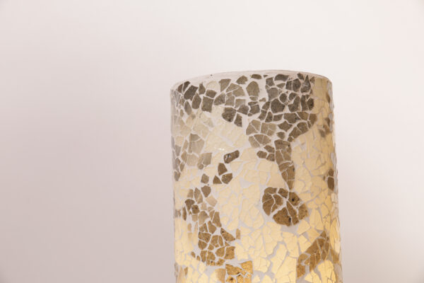 TL. Cilinder Glas Mozaiek Wit/Grijs 40 cm - Afbeelding 4