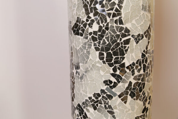 VL. Cilinder Glas Mozaiek Wit/Grijs 100 cm