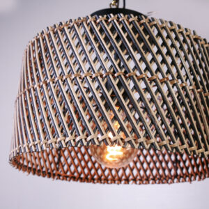 Hanglamp Stripes Cilinder 30 cm Naturel Zwart